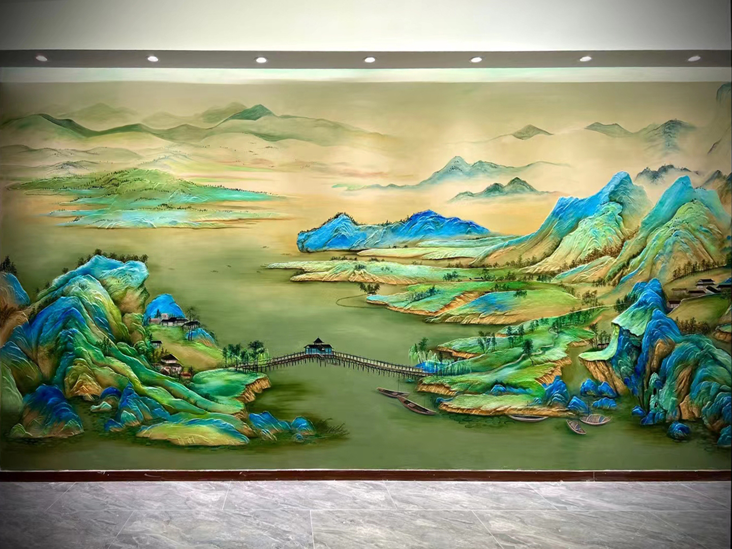 青山绿水浮雕